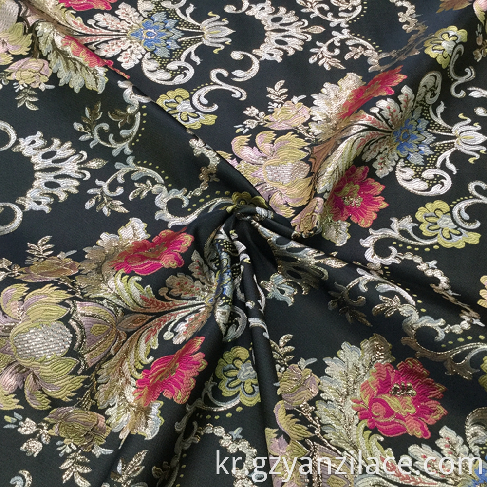 Black Flower Jacquard Brocaed Fabric for Dress